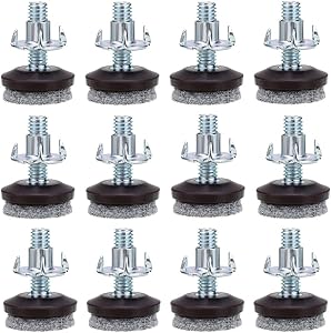 OwnMy High Density Felt Glide Pads Adjustable Furniture Levelers Chair Table Leg Levelers Floor Protector Pads with Metal T-Nuts - Adjustable Height 0.5