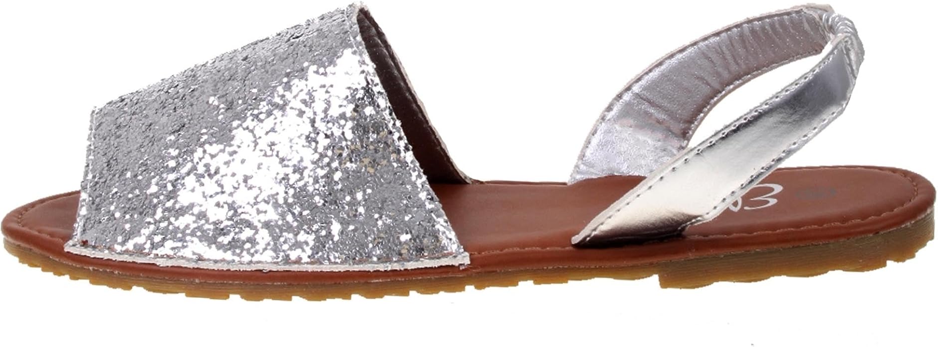 Ladies Women's Glitter Slingback Flat Menorcan Open Toe Spanish Sandals