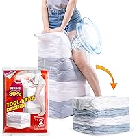 Cube Vacuum Storage Bags, 2 Super Jumbo Space Bags 31x 40x15 inch, No Hand Pump Needed for Travel, Compressed Storage…