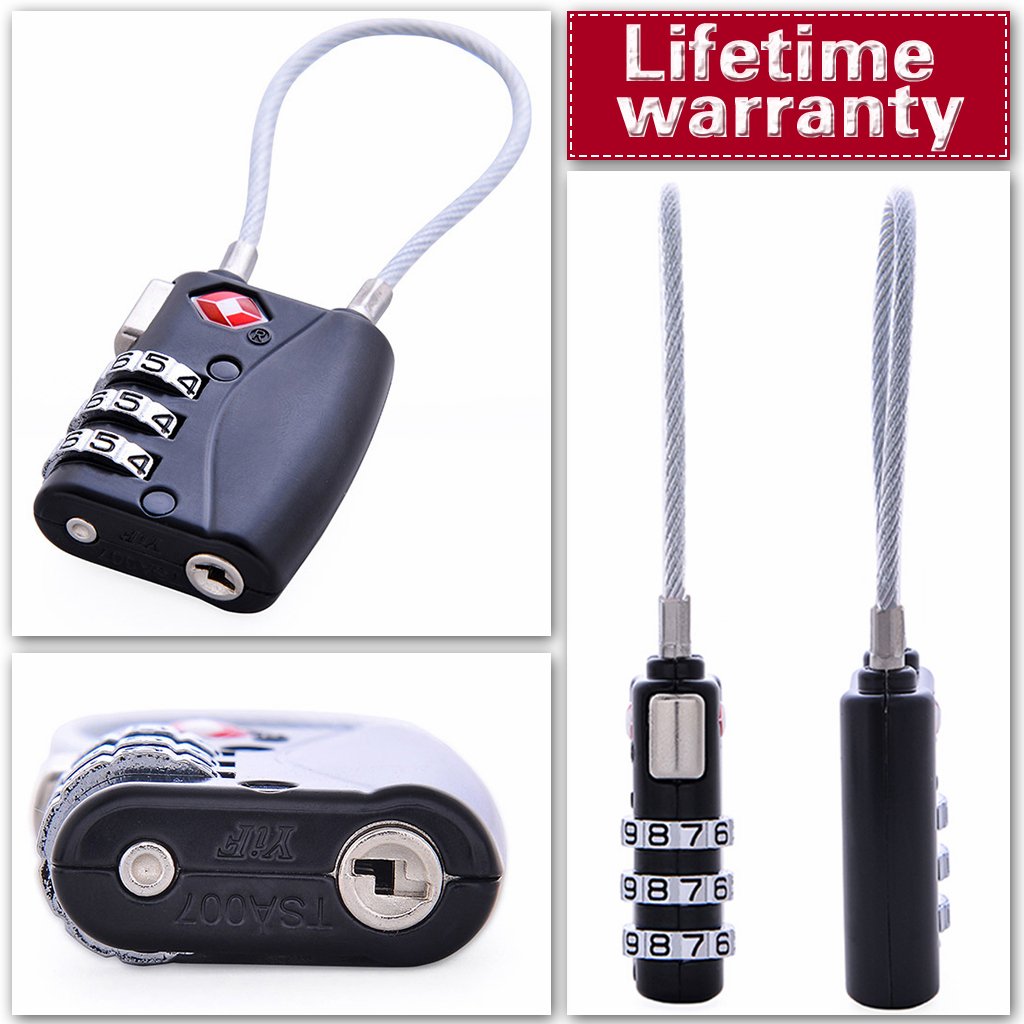 Wandf TSA Luggage Lock 3 Digit Combination Padlock Security, Also for Backpack, Travel Bag, Gym Locker