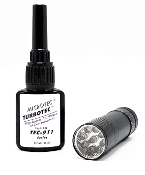 Microtec Turbotec 911 UV-Kleber | 10g | mit UV-Taschenlampe | Der schnellste Kleber der Welt - das Original | lichthärtender 