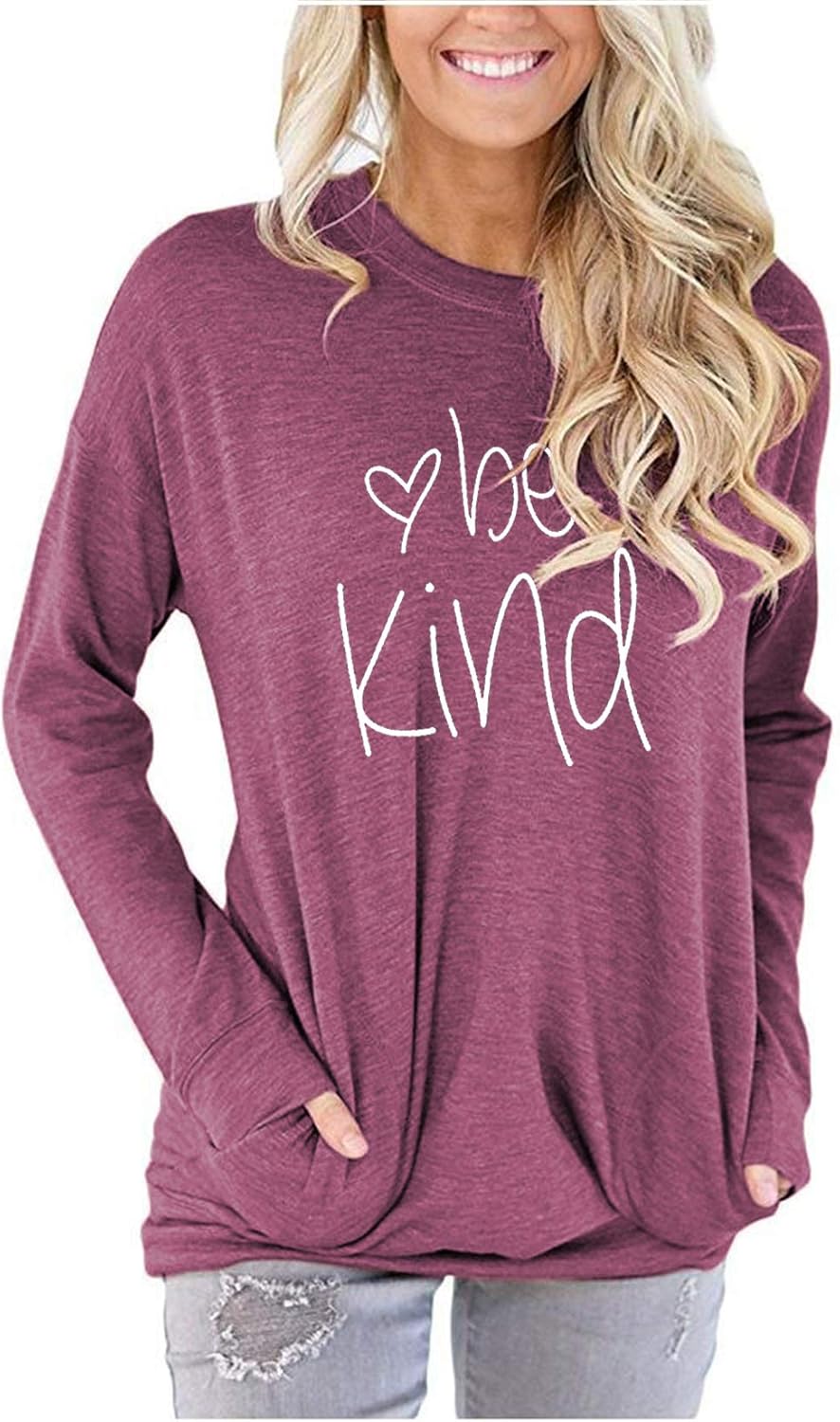 onlypuff Pocket Shirts for Women Casual Loose Fit Tunic Top Baggy Comfy Blouse