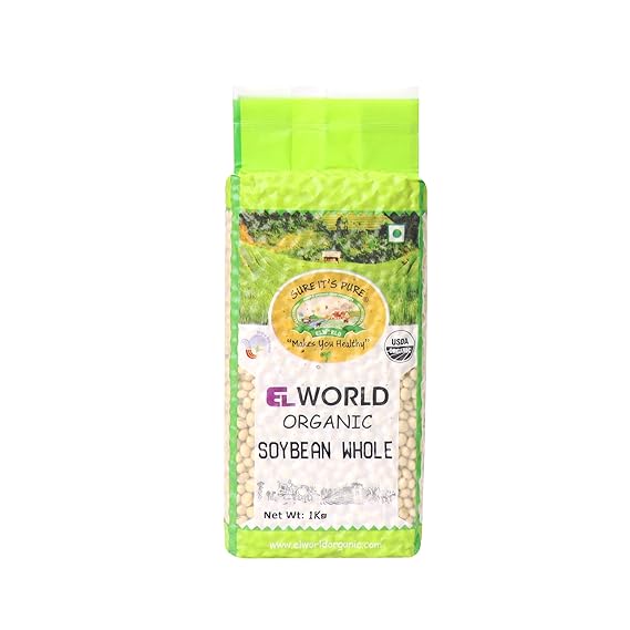 Elworld Organic Soyabean Whole- 1 KgX2 (Pack of 2)