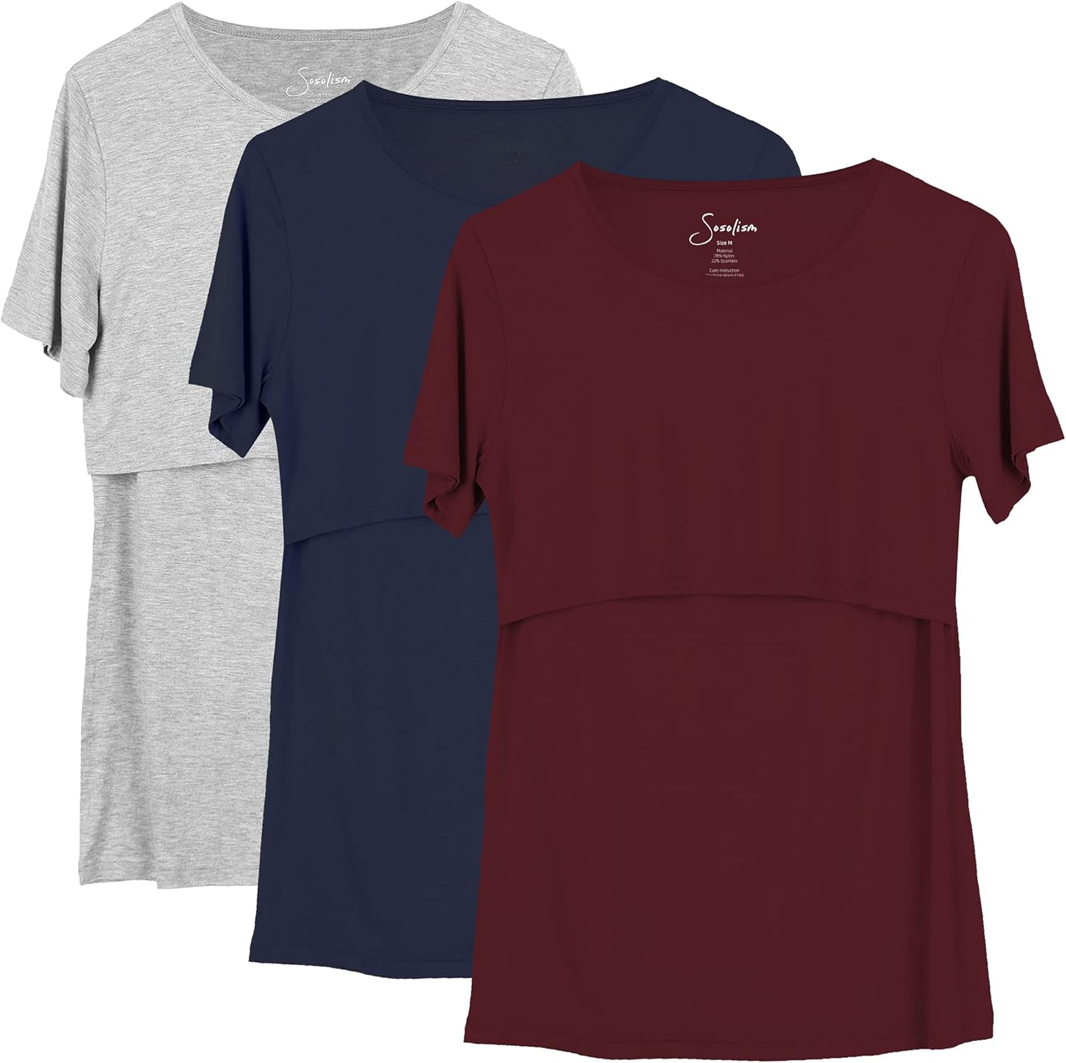 Sosolism 3 Pack Comfy Maternity Nursing Top for Pregnant Women Breastfeeding Shirt at  Women’s Clothing store