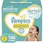 Diapers Size 1 (8-14 lbs) Newborn, 198 Count - Pampers Swaddlers Disposable Baby Diapers, ONE MONTH SUPPLY (Packaging…