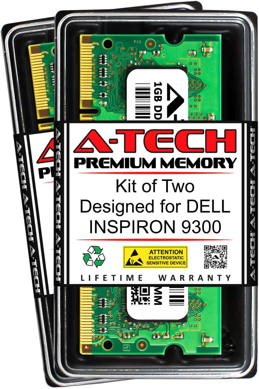 A-Tech 2GB (2 x 1GB) RAM for DELL INSPIRON 9300 | DDR2 667MHz SODIMM PC2-5300 200-Pin Non-ECC Memory Upgrade Kit