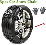 3 PCS Anti-skid Snow Chains, Universal Emergency Non-slip Tire Chain for Car Truck SUV in Winter Driving, Snow Road, Sand Road (Black)