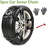 3 PCS Anti-skid Snow Chains, Universal Emergency Non-slip Tire Chain for Car Truck SUV in Winter Driving, Snow Road, Sand Road (Black)