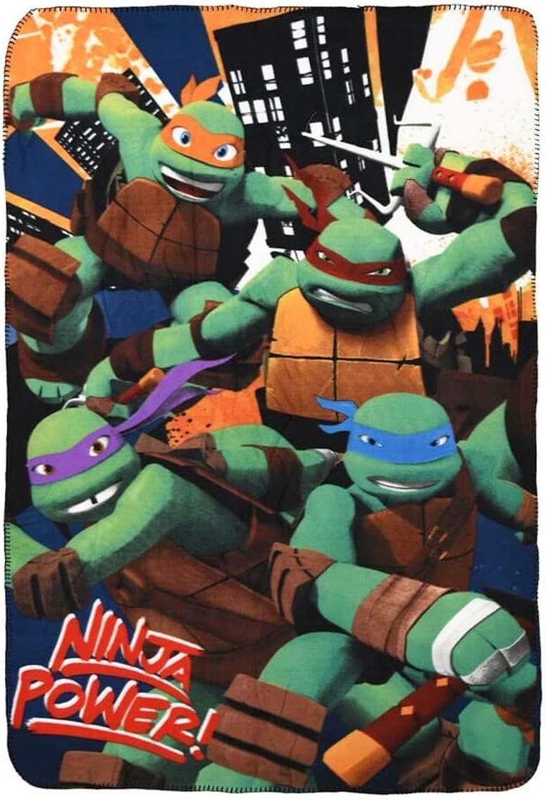 Teenage Mutant Ninja Turtles Boys’ Black Fleece Blanket - 120 x 140 cm, Black , One Size