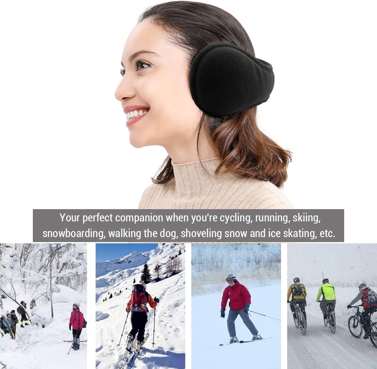 Metog Primitive Wing Winter Foldable Polar Fleece Earmuffs Black: Clothing
