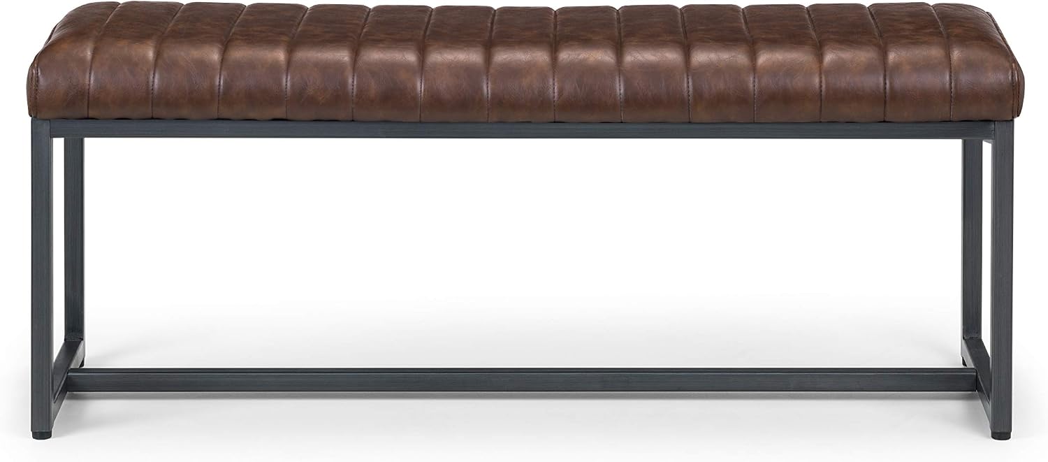 Julian Bowen Brooklyn Upholstered Bench, Brown, Height: 47, Width: 121, Depth: 41cm, Brown / Gunmetal - Image 4