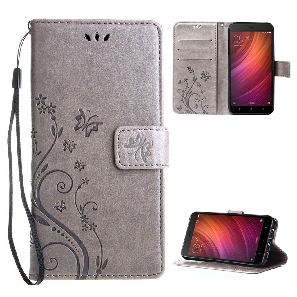 Funda Xiaomi Redmi Note X Cover Gris Leathlux Libro Suave PU Leather
