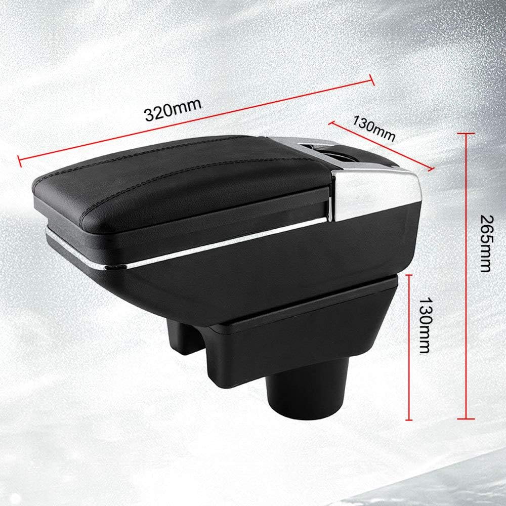 XHULIWQ Rotatable Armrest Center Console Storage Box Leatherette Black Front Car Accessories,For Mitsubishi Attrage Mirage 2014-2018