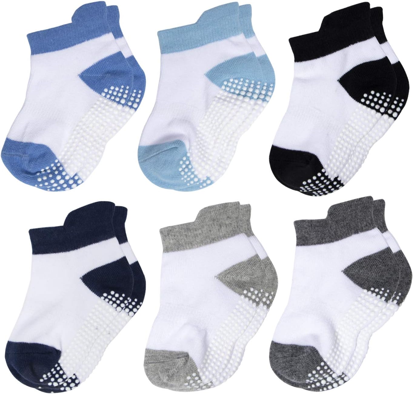 Baby Ankle Socks with Grips Toddler Girls Boys Non Slip/Anti Skid Socks for Infant Kids 6/12 Pairs
