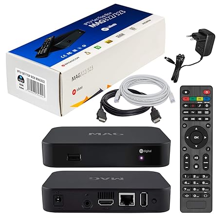 MAG 322 Original Infomir & HB-DIGITAL IPTV Set TOP Box Multimedia Player Internet TV IP Receiver (HEVC H.256 Support) Nachfol