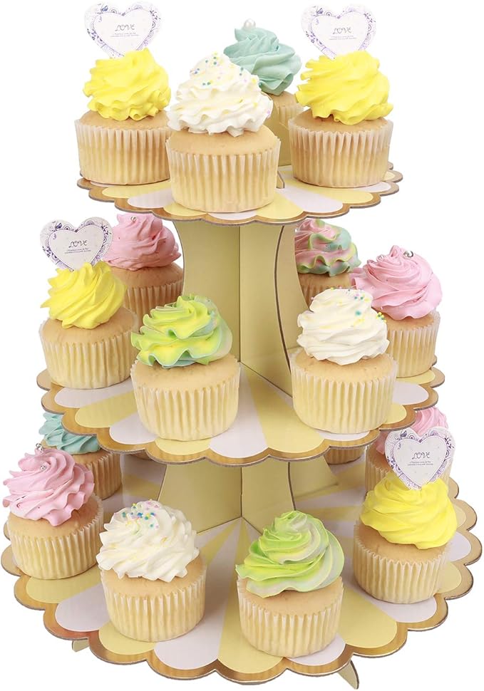 Cupcake Stand 3 Tier Cupcake Dessert Holder Cardboard Round Tower for