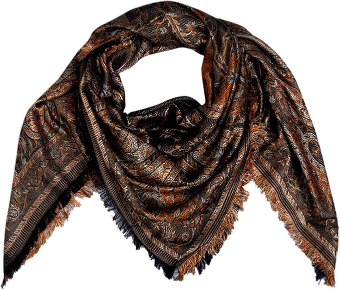 Pashmina Lorenzo Cana In Seta E Lana Merino – 70x190 Cm, Motivo Paisley Tessuto A Mano, Sciarpa Di Lusso