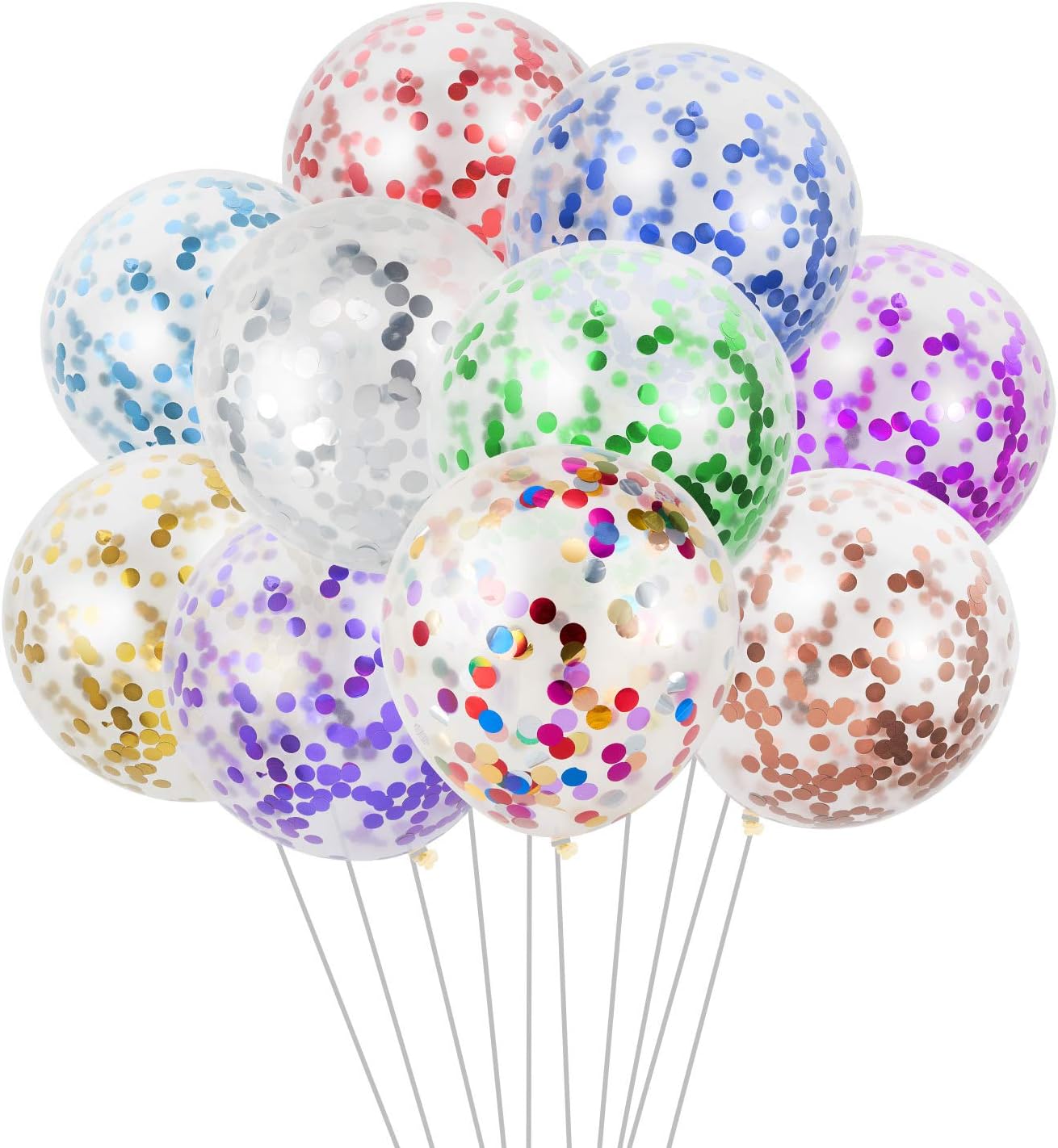 80 Pieces Confetti Balloons，Multicolored、 Pastel Color 、Rich Color Sequined Latex