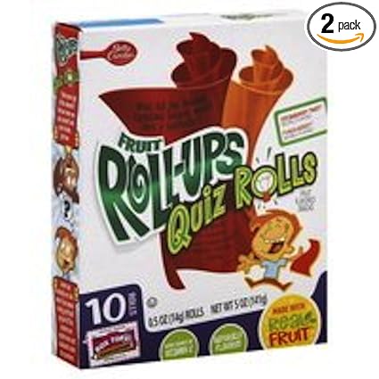 Betty crocker Fruit roll-ups quiz rolls strawberry Twist&punch berry Fruit flavored snacks-10 ct (016000443525)