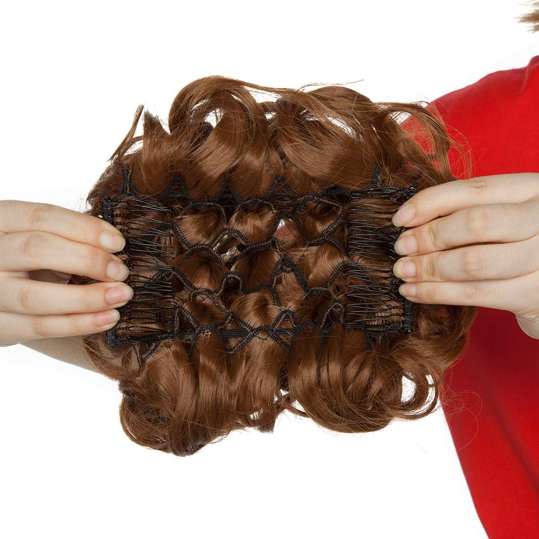 Short Messy Curly Dish Hair Bun Extension Easy Stretch hair Combs Clip in Ponytail Extension Scrunchie Chignon Tray Ponytail Hairpieces - Image 5