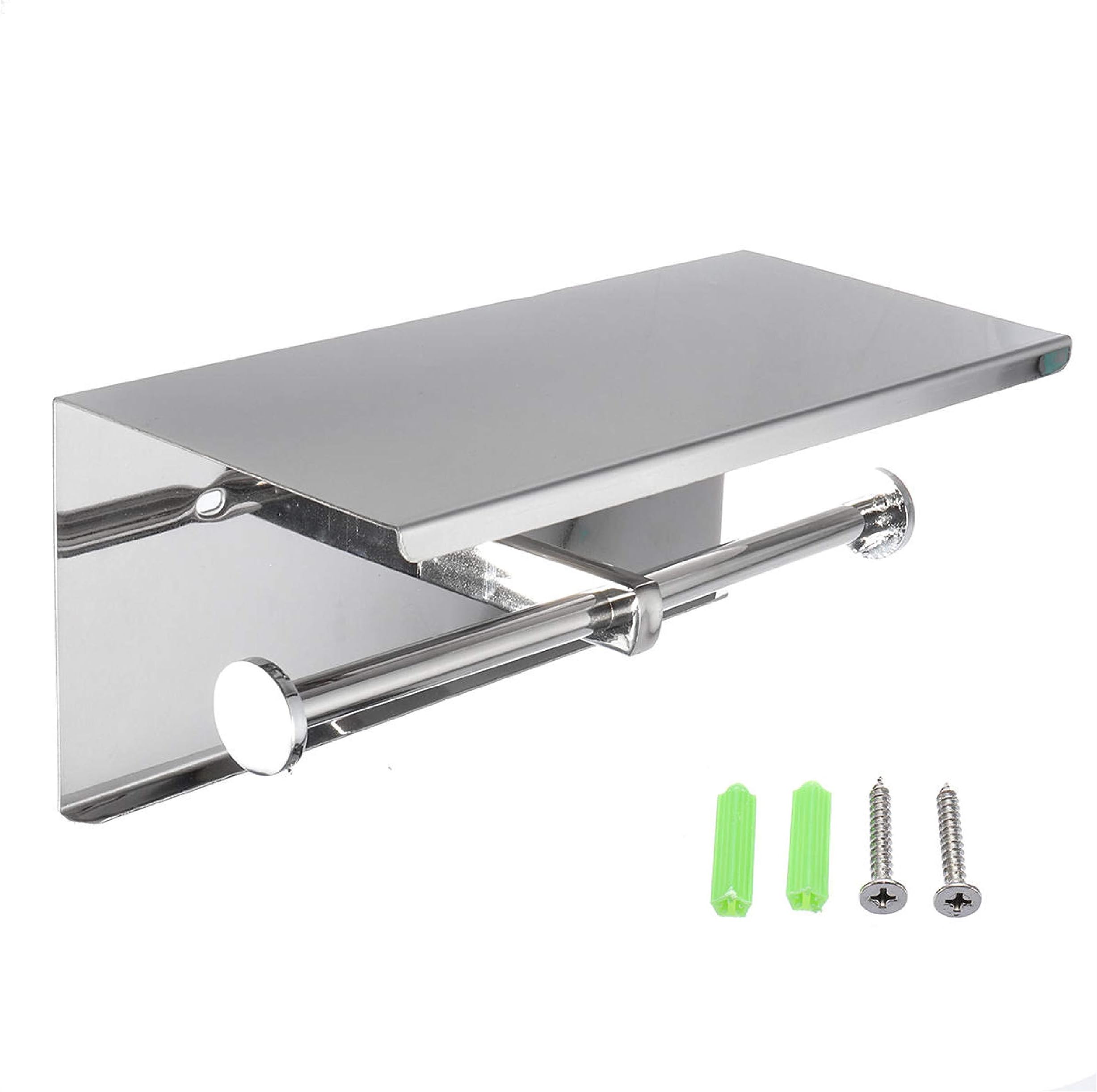 HomyDelight Hardware & Accessory, 304 Stainless Steel Toilet Paper 2 Rolls Holder Towel Phone Storage Towel Storage Bath Hook COD