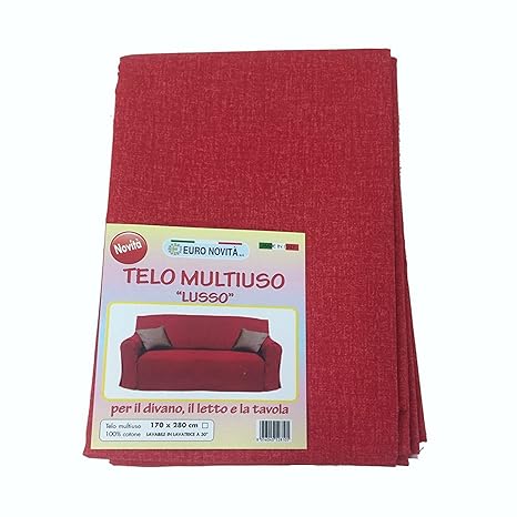 Euronovità Srl. Sofabezug, Überwurf für Sofas und Betten, Farbe: Bordeaux, Größe: 270 x 280 cm, aus 100 % Baumwolle, Tagesdec