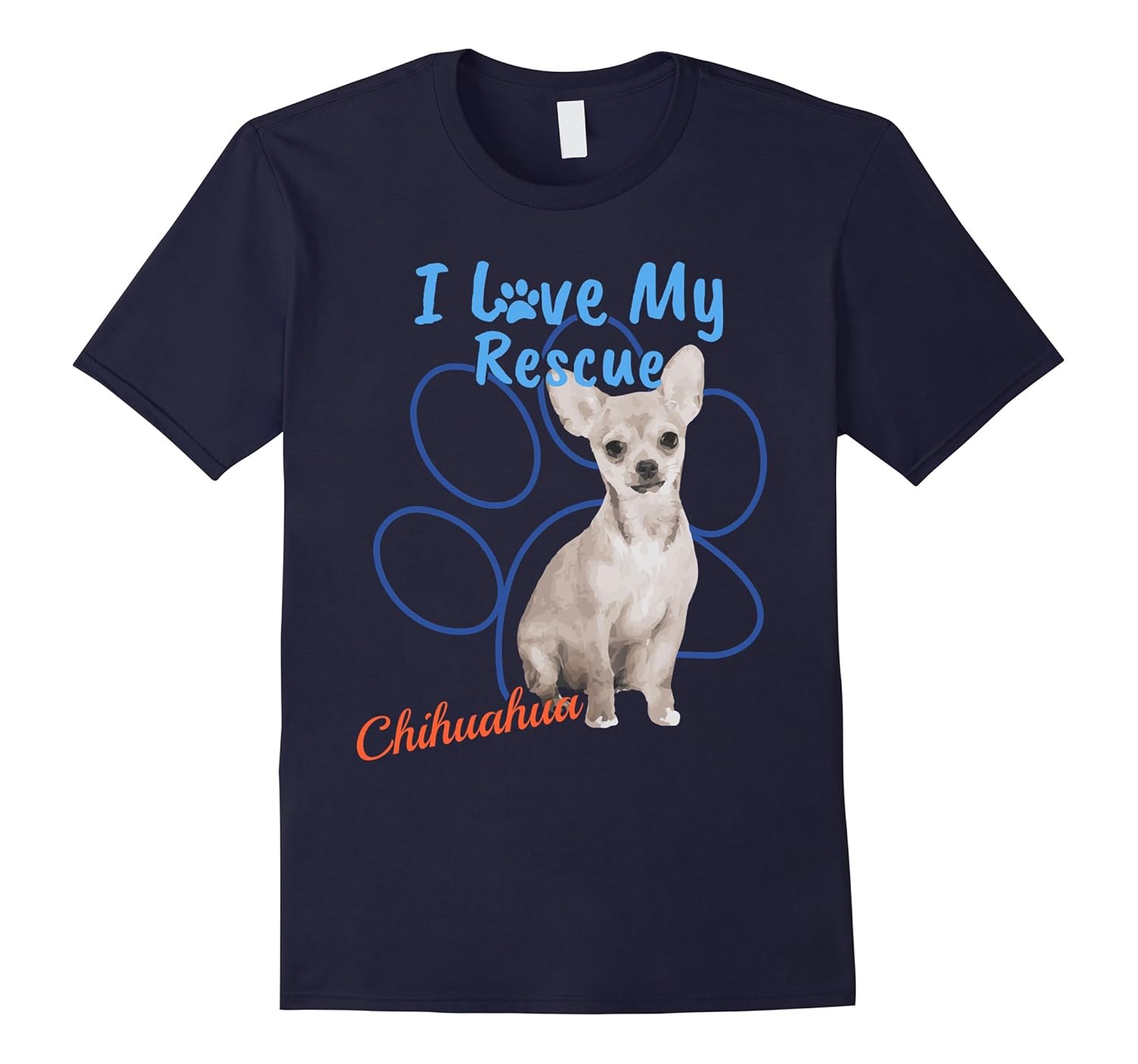 I Love My Rescue Chihuahua Cool Adopted Dog T-Shirt-FL