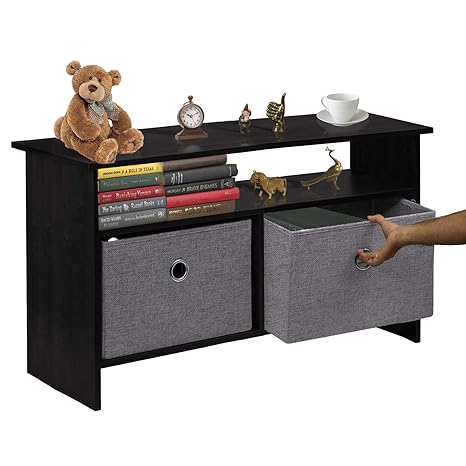 Klaxon Jasmine Coffee Table with 2 Fabric Drawer Chest - Black & Grey