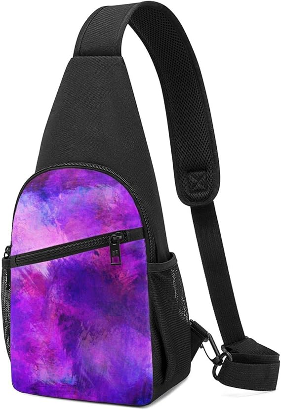 Amazon ワンショルダーバッグ メンズ 斜めがけ胸バッグ ボディー肩掛けバッグ 小型手提げバッグ 出張 通勤 通学用 紫色の塗料 抽象 Baderrors シューズ バッグ