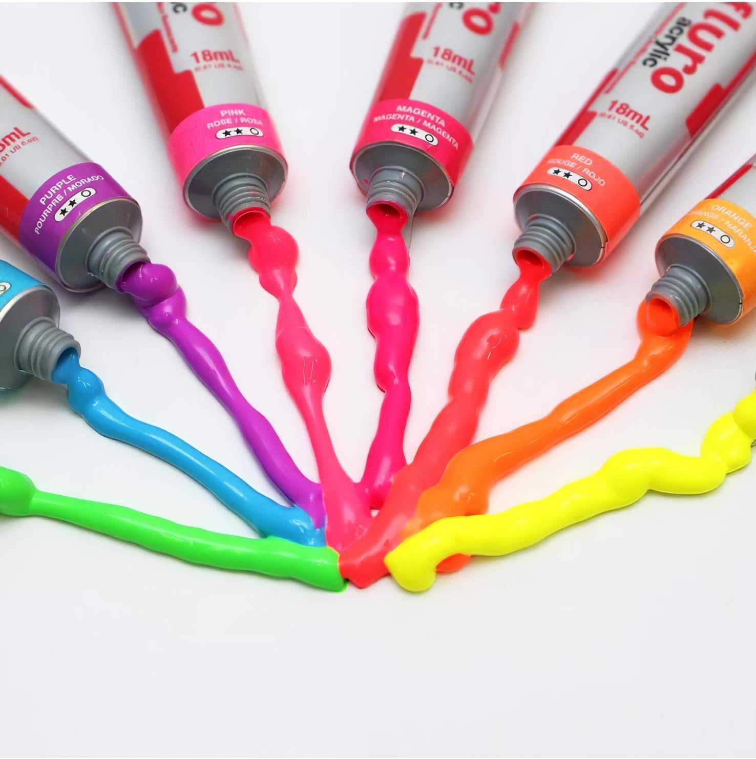 MONT MARTE Acrylic Paint Set, Fluorescent, 8 pieces, 18 ml tubes, Ideal for acrylic painting - Image 3