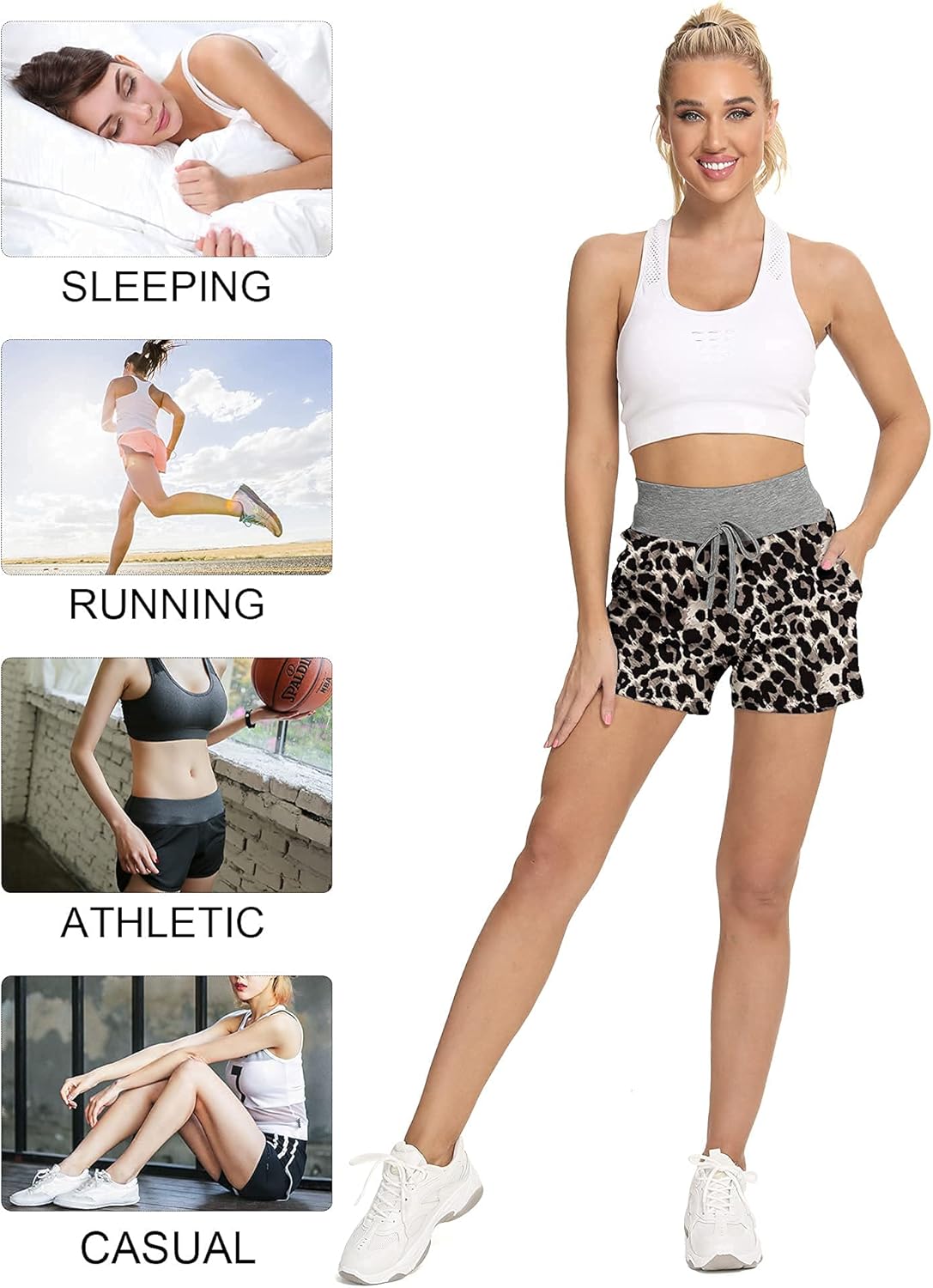 LOMON Women's Casual Athletic Shorts Lounge Yoga Pajama Walking Shorts with Pockets Activewear at  Women’s Clothing store