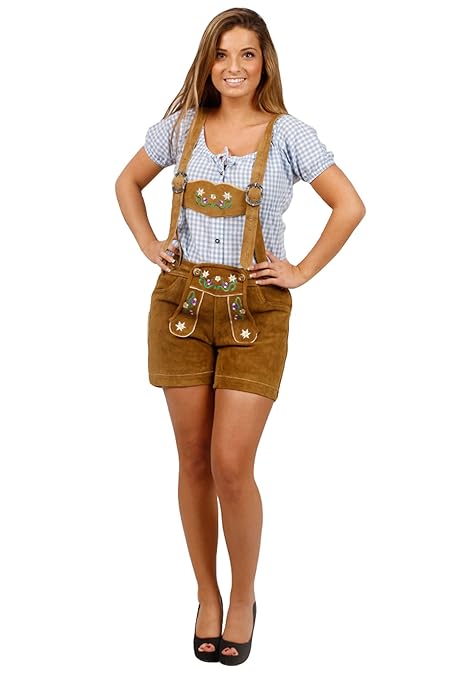 Damen Trachten Lederhose kurz, 100% Echtleder - Lagerräumung - Frühlingsfest-Deal