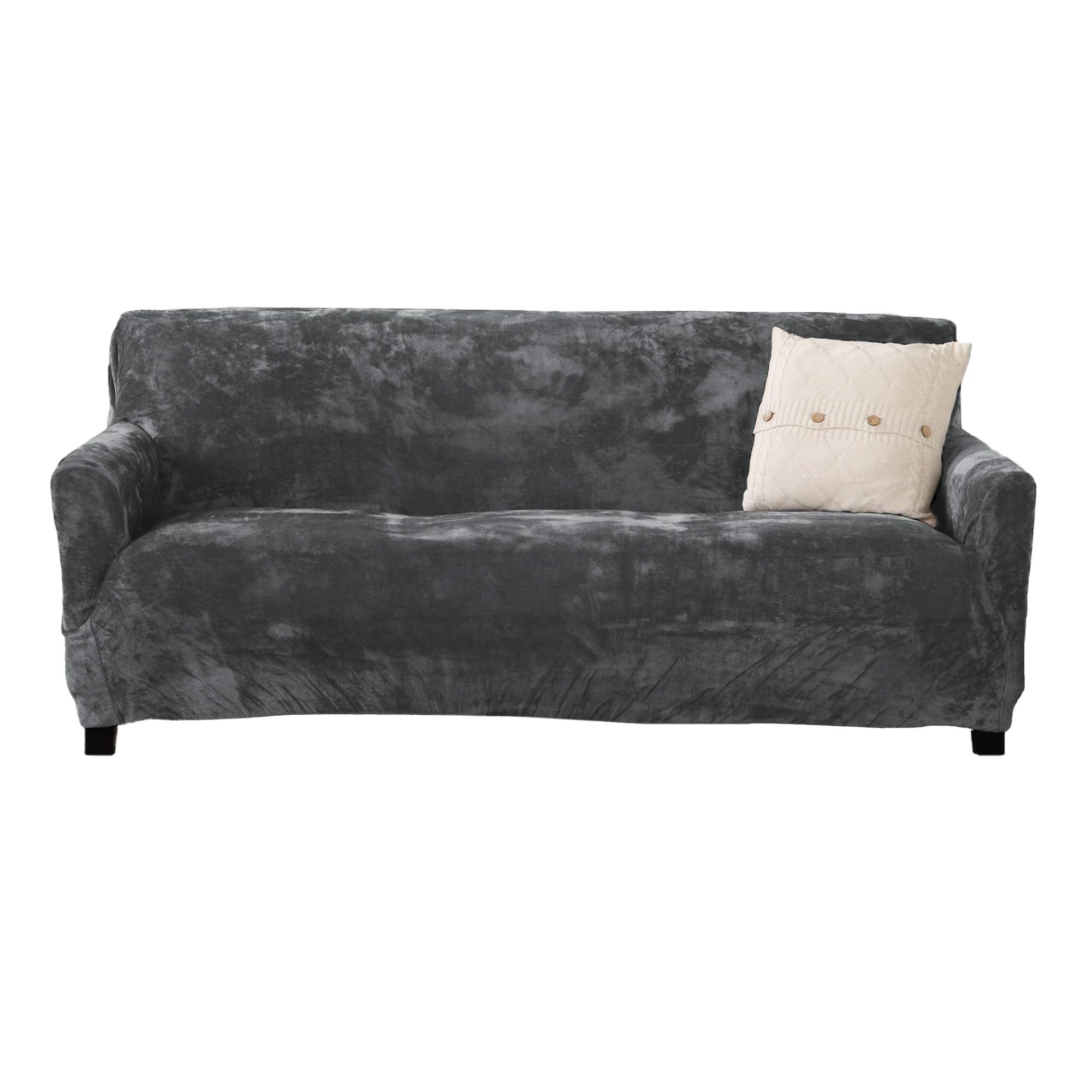 Velvet Plush Stretch Sofa Slipcover. Velvet Sofa Couch Furniture Protector, Soft Anti-Slip, High Stretch for 3 Seat Sofa. (Sofa XL- 3 Seater, Wild Dove Grey)