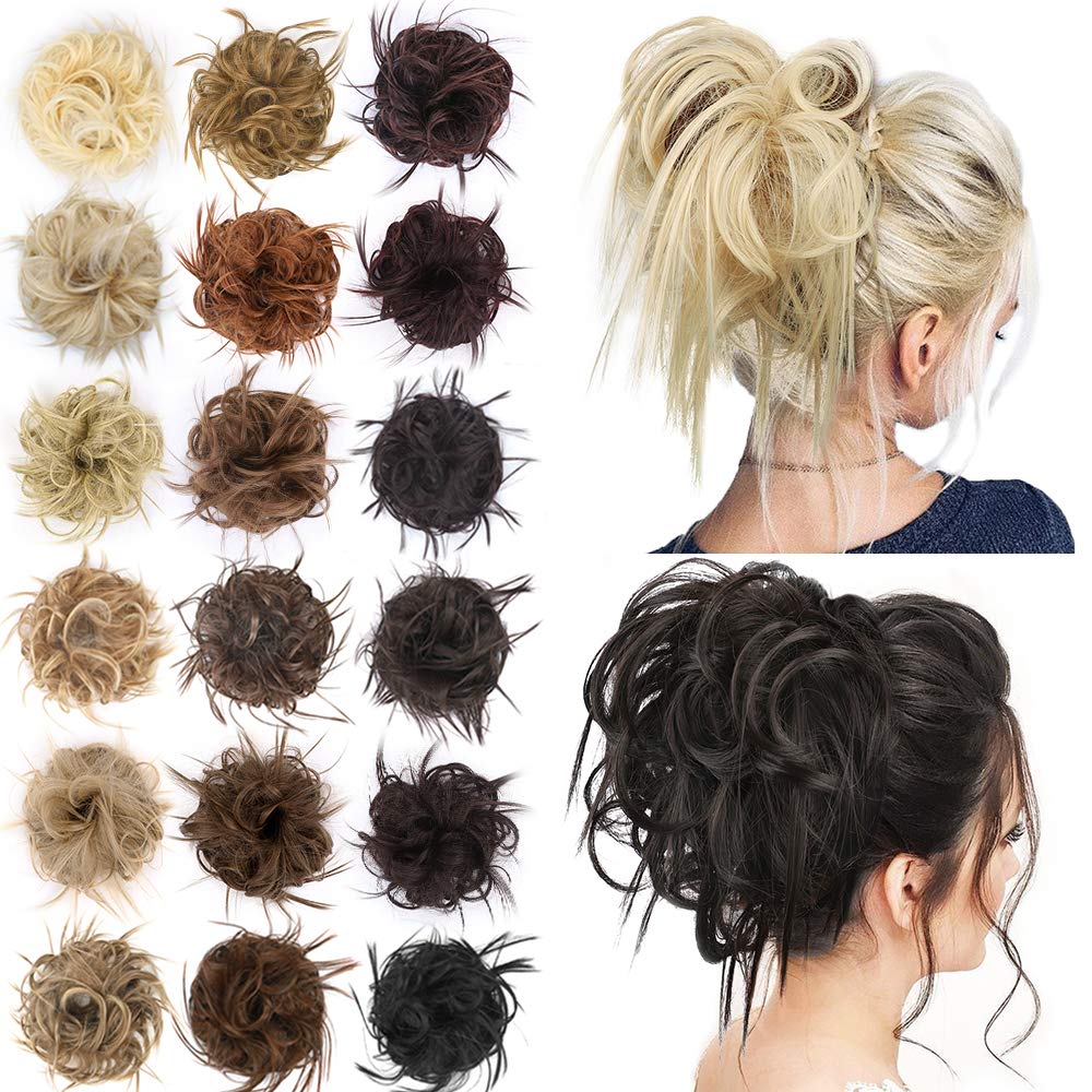 AISI BEAUTY Tousled Updo Hair Pieces Messy Bun Hair Scrunchies Extensions Hair Pieces and Ponytails Hair Extensions for Women （8#(Medium Brown))