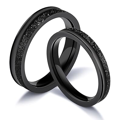 Daesar 1 Paar Edelstahl Ringe Verlobungsringe Eheringe Matt Rund Trauring Schwarz Partner Ringe
