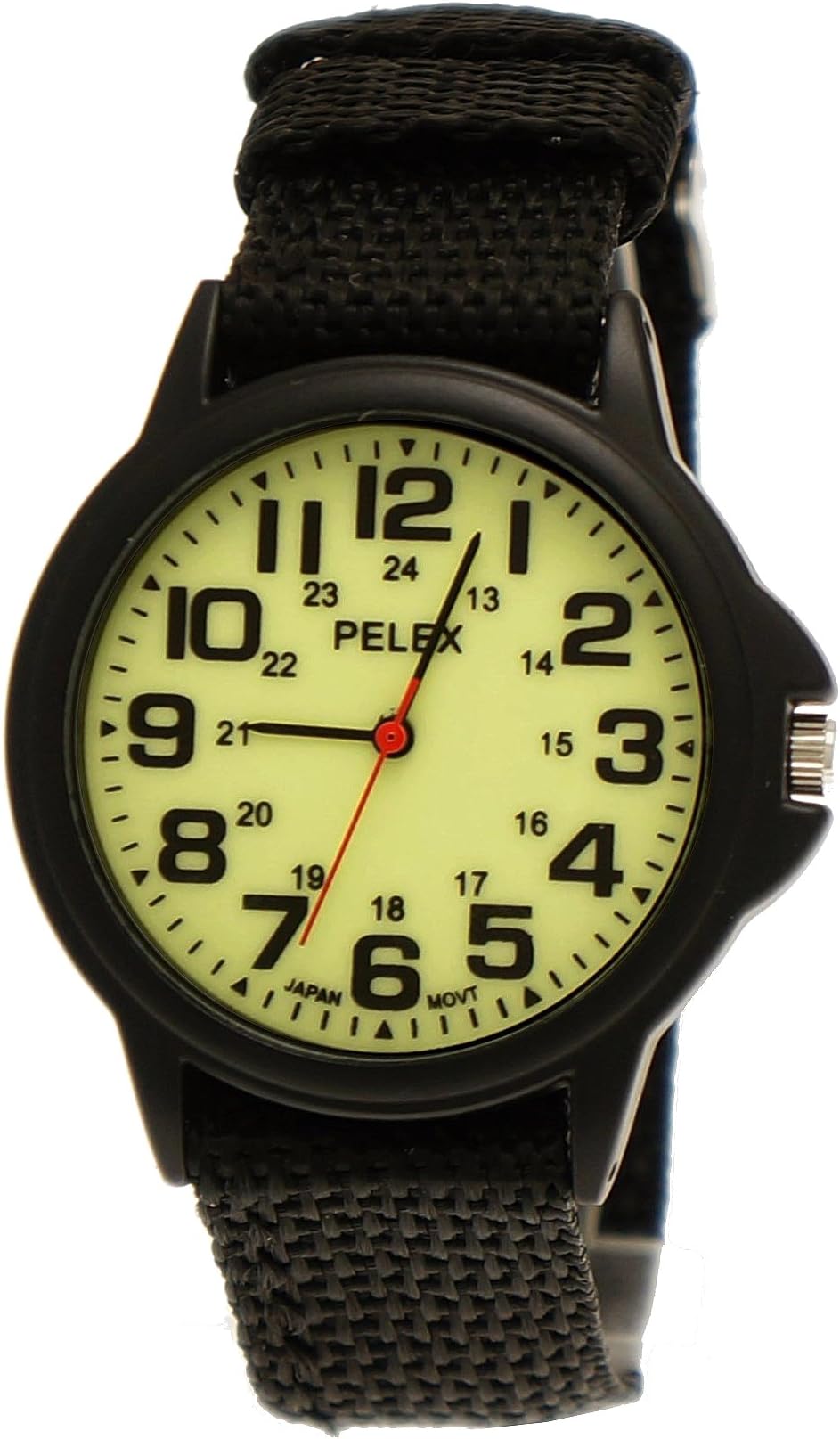 NY London night glow watch with luminescent dial for children, boys and girls, black, watch box included
