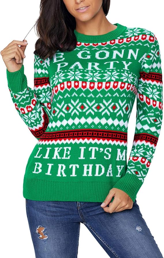 Weihnachtspullover Damen Mit Rentier-Muster - Lustiger Christmas Sweater Für Teenager
