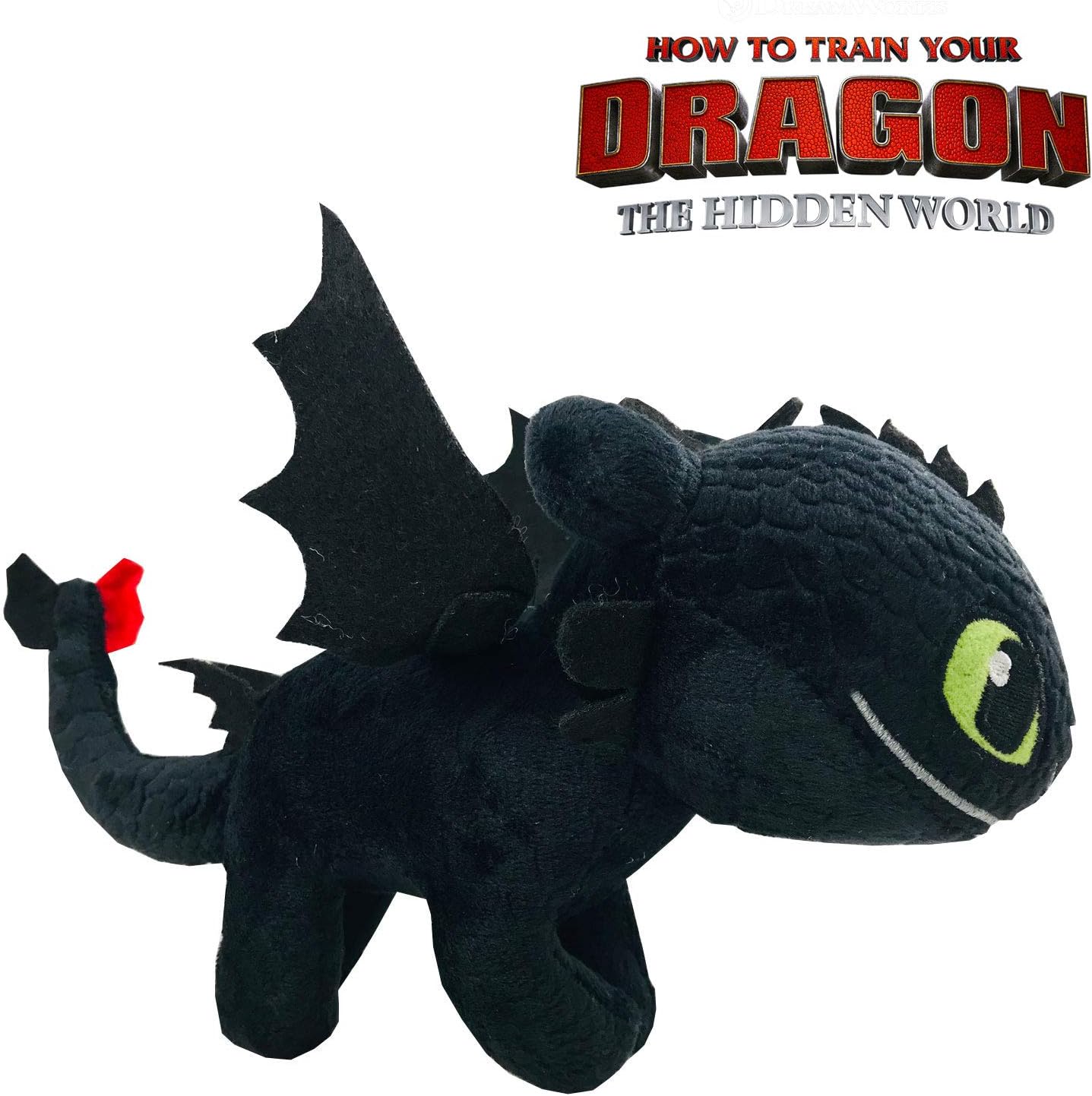 Play by Play HTTYD Dragons, como Entrenar a tu dragón - Peluche Desdentado (Toothless) Color Negro Calidad Super Soft 20cm (30cm Cola incluida) - 760017911