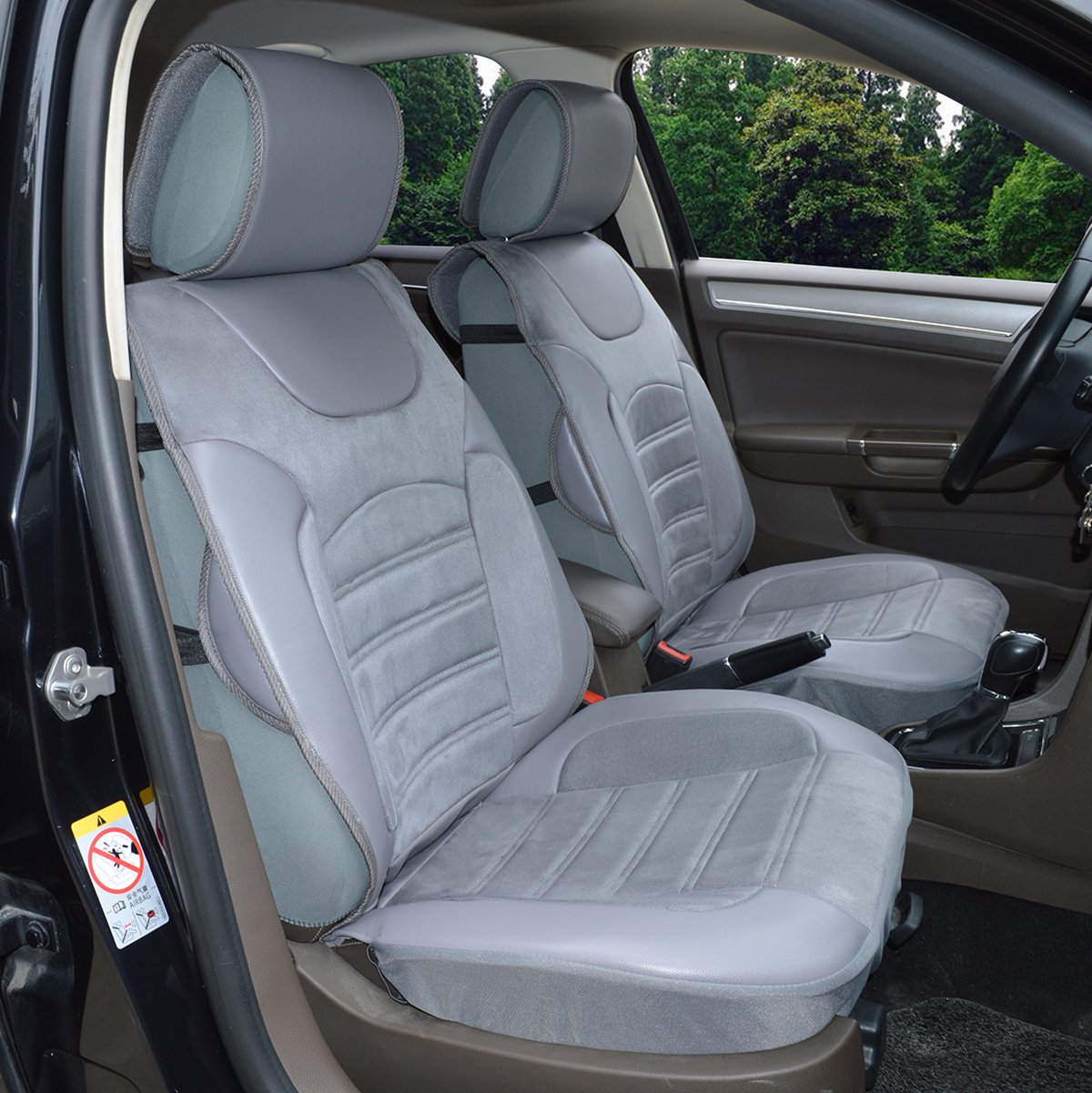 海外輸入 1802s Grey 2フロント車のシートカバークッションレザーlikeビニール スエード 14互換toホンダシビック18 17 シビック16 シビック15 シビック シビック13 B01fhyqj3u Tillomed Es