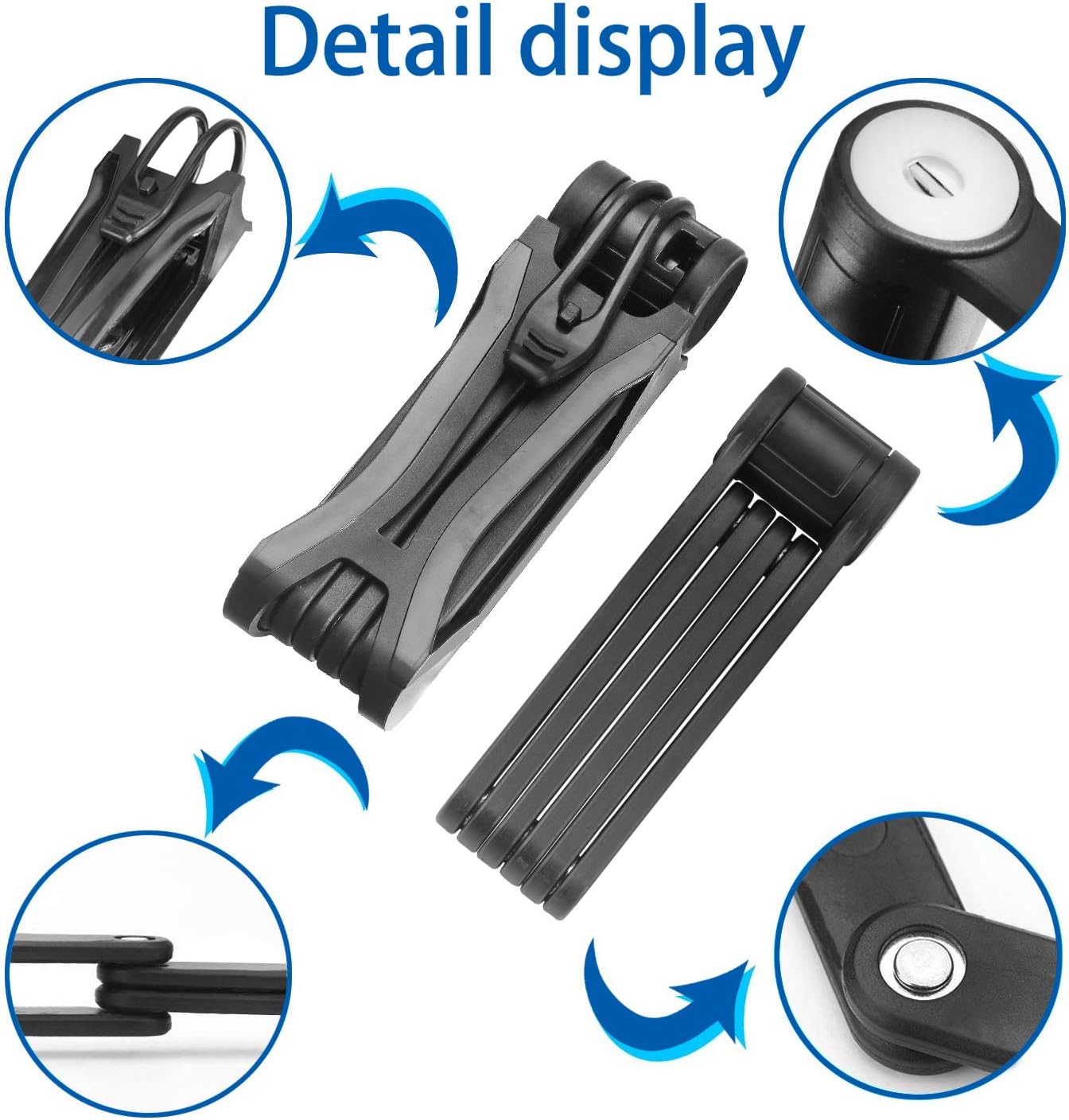 Bike Lock, BIGLUFU Bicycle Folding Locks with Mounting Bracket - Image 4