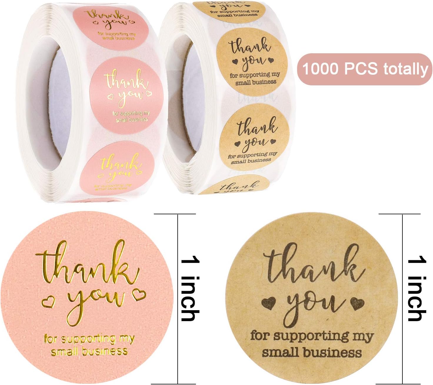 ADAKEL 1000 Pieces Thank You Stickers Thank You for Supporting My Small ...