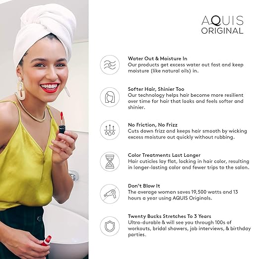Amazon.com: AQUIS - Toalla de pelo original, ultra absorbente y de secado rápido toalla de microfibra para cabello fino y delicado, color negro (19 x 39 pulgadas): Beauty