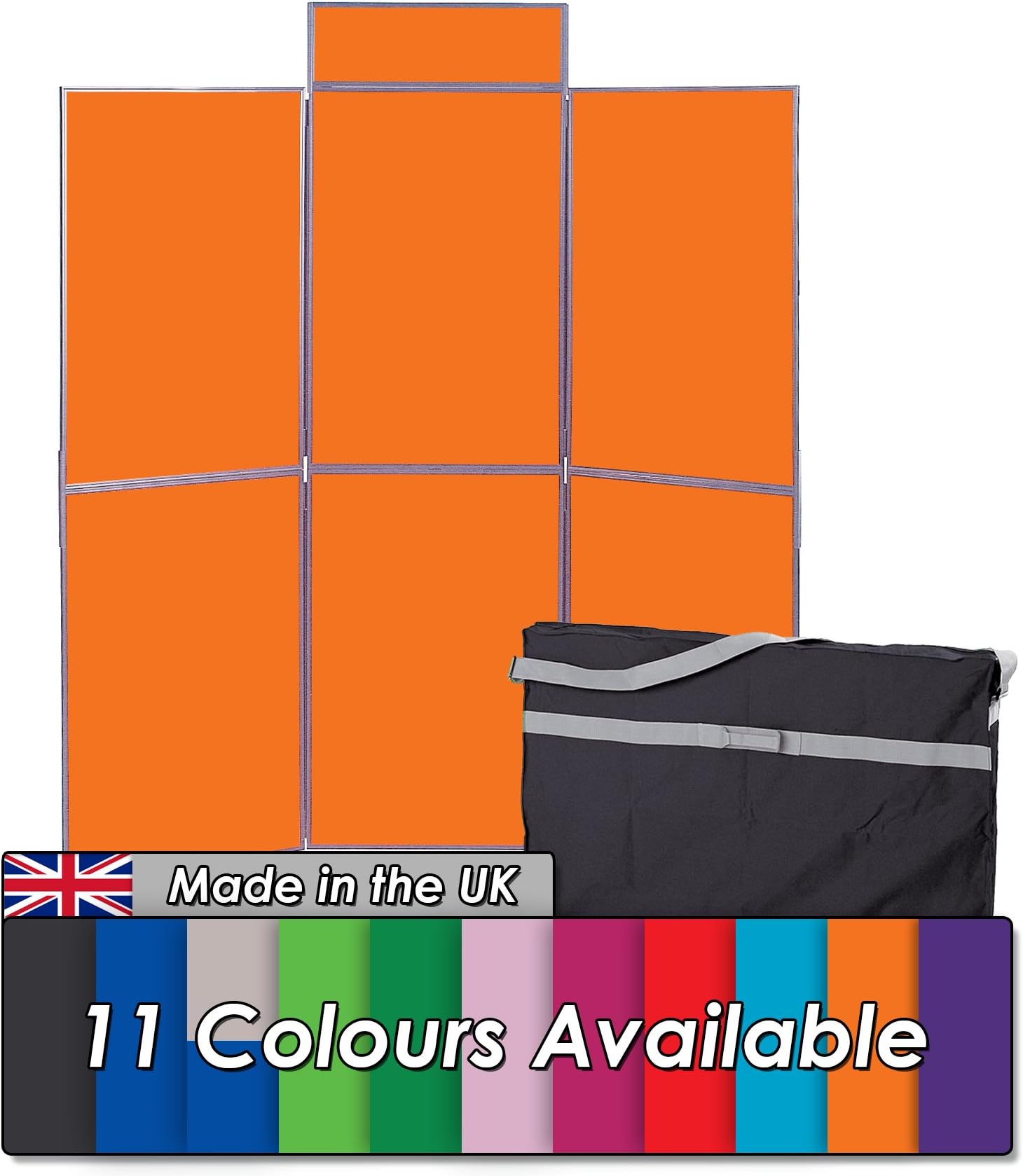 Wonderwall Freestanding Folding 6 Panel Display Kit with Bag & Header | 11 Colours - for Schools, Exhibitions, Offices (Sunset with Grey Frame)