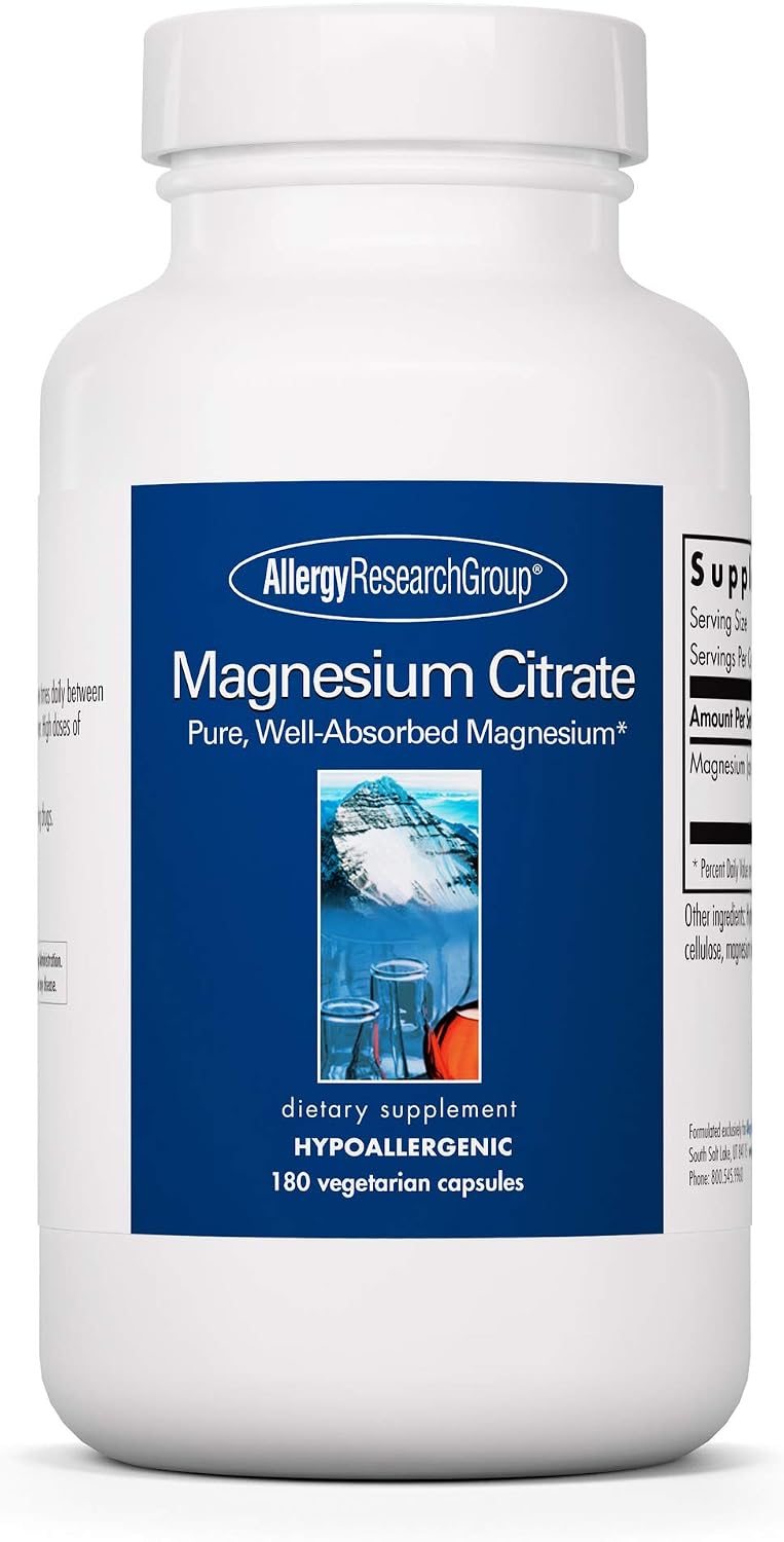 Allergy Research Group Magnesium Citrate 180 vcaps, 180 count (Pack of 1)