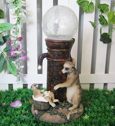 Meerkat with Colour Changing Solar Lamp Post Garden Ornament: Amazon.co