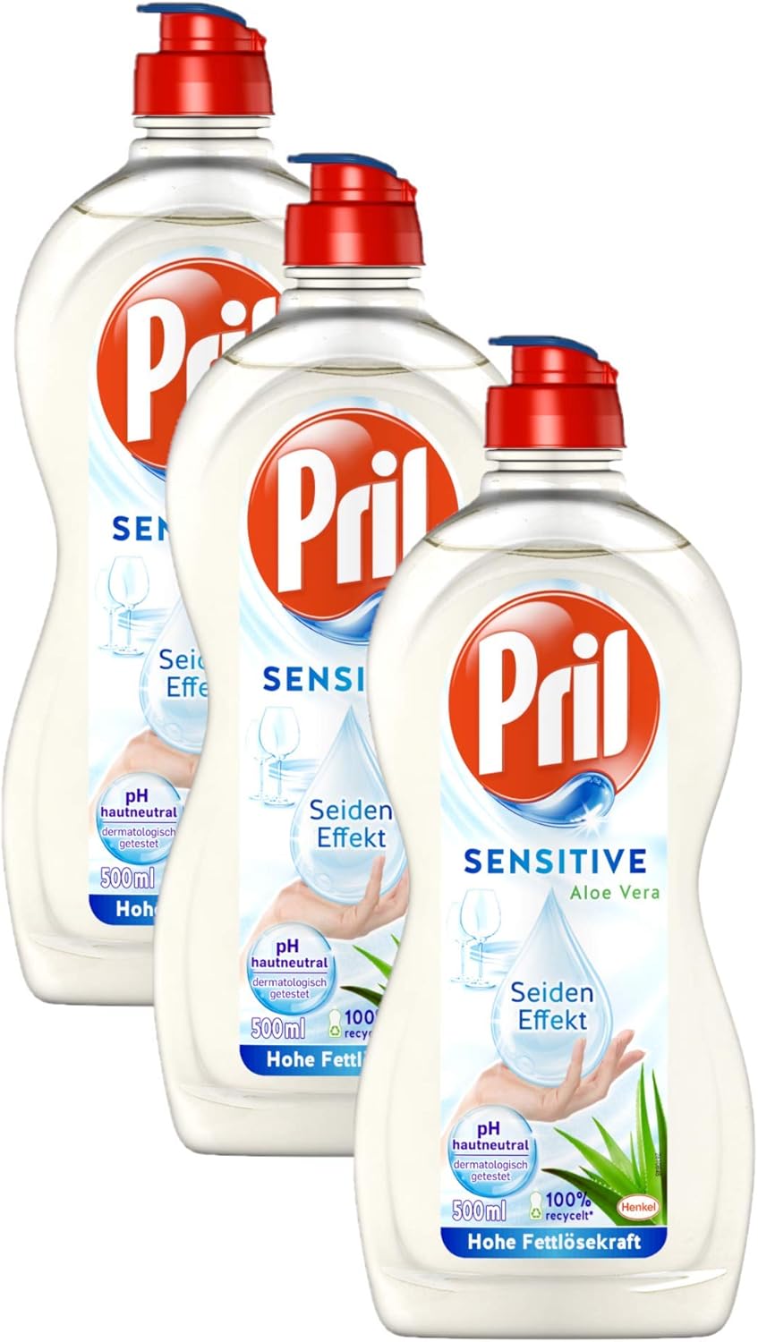 Pril Sensitive Aloe Vera Spülmittel 3 x 500 ml pHhautneutral mit Seideneffekt Amazon.de