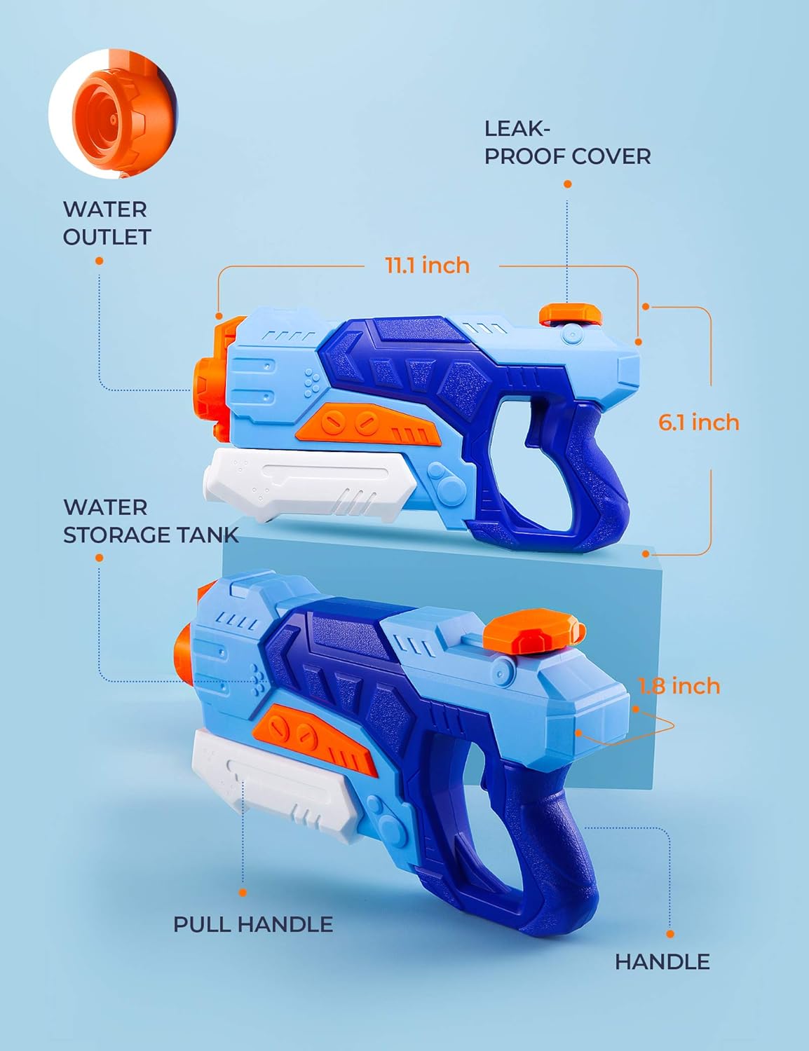Water Guns for Kids, 2 Pack 30ft Range Super Squirt Guns 600CC Water Soaker Blaster Toys Gifts for Boys Girls Children Summer Swimming Pool Beach Sand Outdoor Garden Party Water Fighting Play Toys: Toys & Games