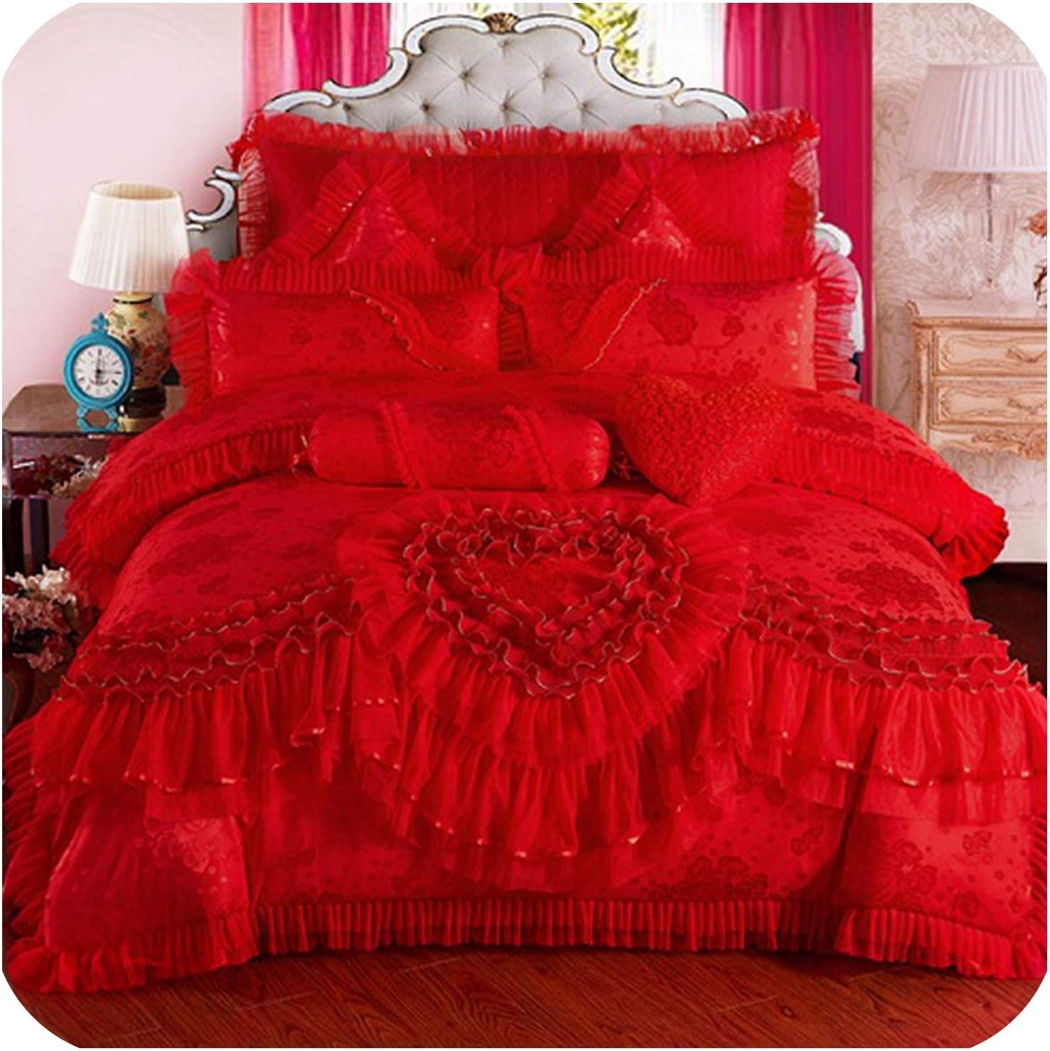 Bettwasche Pink Lace Princess Bedding Set King Queen Size Cotton Bed Duvet Cover Pillowcase Mobel Wohnen Raizlatina Com Br