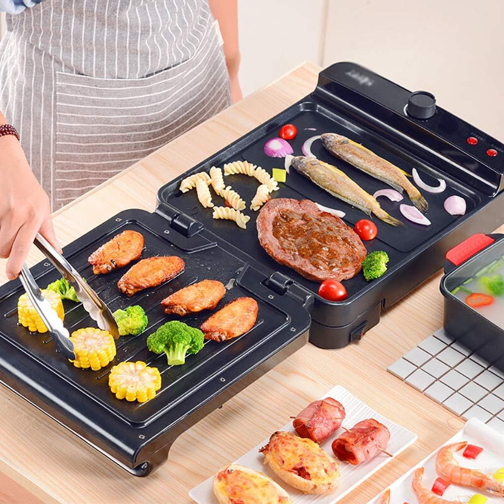 Review Foldable Nonstick Electric Grill with Hot Pot, 180 ° Flip Cover