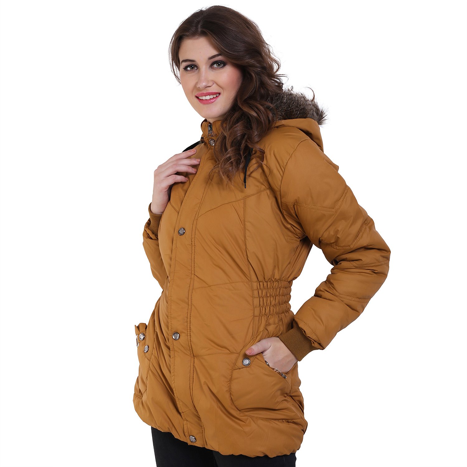 derbenny mustard nylon jacket for women